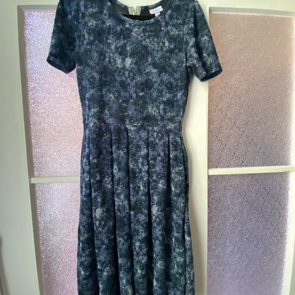 LuLaRoe Blue A-Line Midi Dress for Work